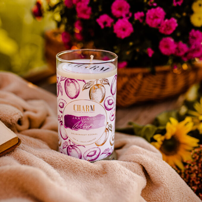 Charm Candle "Jäätunud ploom" - Kõrvarõngastega