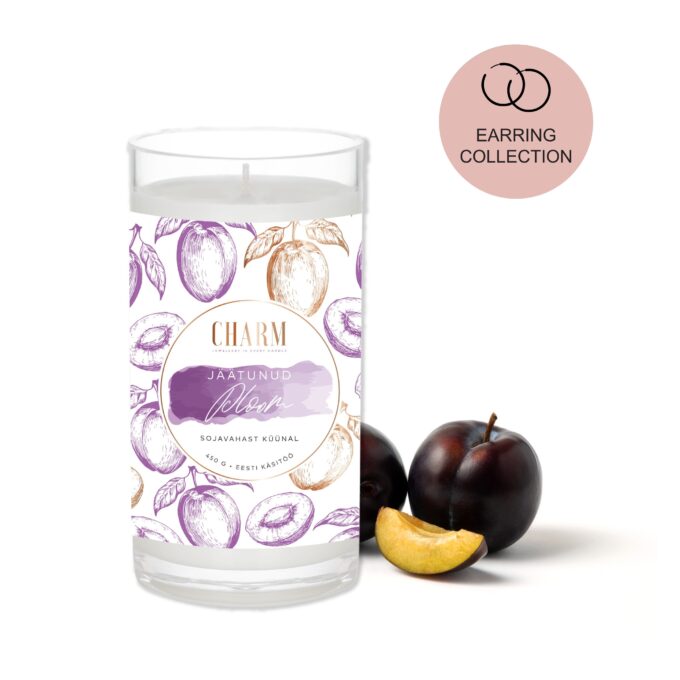 Charm Candle "Jäätunud ploom" - Kõrvarõngastega