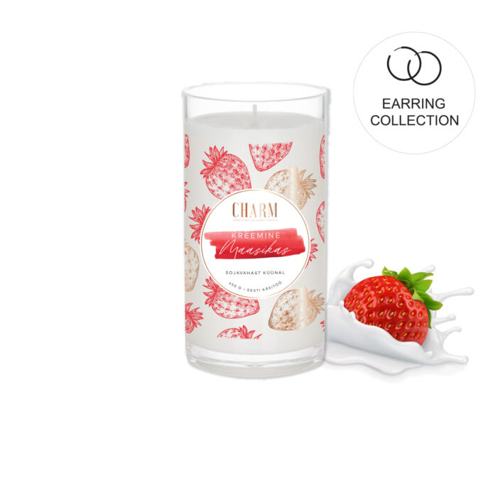 Charm Candle "Kreemine maasikas" - Kõrvarõngastega